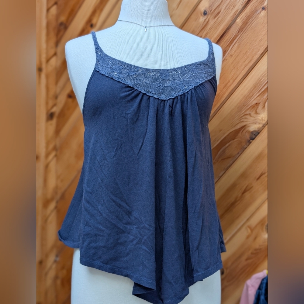 American Eagle Outfitters Navy Lace Tank Top